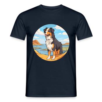 Englisch Schäferhund Rasse Cartoon Kawaii Clipart - Männer T-Shirt - Navy - Vorne - AI Model Male 178 light (178cm)