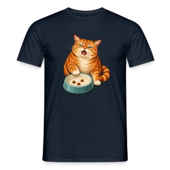 Futternapf-Drama – Empörte orange Katze - Männer T-Shirt - Navy - Vorne - AI Model Male 178 light (178cm)