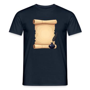 Leere Verfassungsrolle mit Federkiel - Männer T-Shirt - Navy - Vorne - AI Model Male 178 light (178cm)
