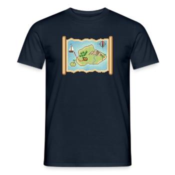 Pixel Art Schatzkarte mit verstecktem Schatz - Männer T-Shirt - Navy - Vorne - AI Model Male 178 light (178cm)