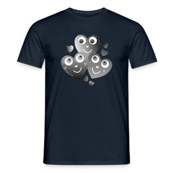 fröhliche grauschwarze Herzen lächelnde Herzen - Männer T-Shirt - Navy - Vorne - AI Model Male 178 light (178cm)