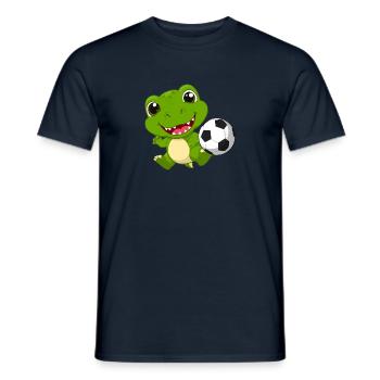 Kleiner Grüner Drache Spielt Fußball Kinder TShirt - Männer T-Shirt - Navy - Vorne - AI Model Male 178 light (178cm)