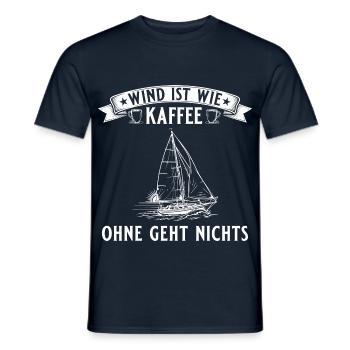 Segeln Wind ist wie Kaffee - Segelboot - Männer T-Shirt - Navy - Vorne - AI Model Male 178 light (178cm)