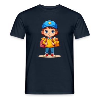 Kleiner Comic Briefträger Postbote Brief T-Shirt - Männer T-Shirt - Navy - Vorne - AI Model Male 178 light (178cm)