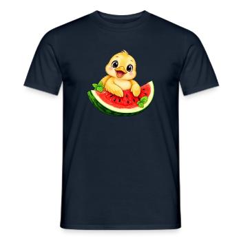 Süßes Küken Cartoon Sommer Melone - Männer T-Shirt - Navy - Vorne - AI Model Male 178 light (178cm)