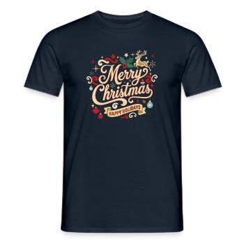 Merry Christmas Vintage Schriftzug - Männer T-Shirt - Navy - Vorne - AI Model Male 178 light (178cm)