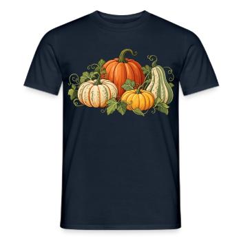 Herbst Kürbis mit vier Kürbissen botanischer Stil  - Männer T-Shirt - Navy - Vorne - AI Model Male 178 light (178cm)