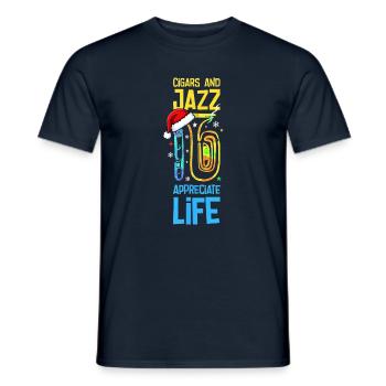 Cigars And Jazz Appreciate Life Saxophon Xmas - Männer T-Shirt - Navy - Vorne - AI Model Male 178 light (178cm)