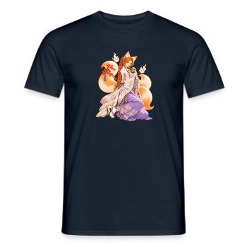 Kitsune-Frau im Kimono – Anime | Noventra - Männer T-Shirt - Navy - Vorne - AI Model Male 178 light (178cm)