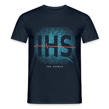 IHS Signal – Cyan & Koralle (vorne) - Männer T-Shirt - Navy - Vorne - AI Model Male 178 light (178cm)