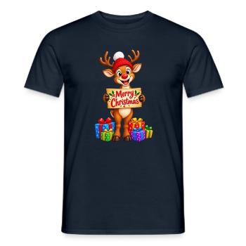 Rentier mit Geschenken - Männer T-Shirt - Navy - Vorne - AI Model Male 178 light (178cm)