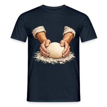 Spannung im Teig – Handwerkliches Brotbacken - Männer T-Shirt - Navy - Vorne - AI Model Male 178 light (178cm)