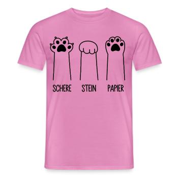 Schere Stein Papier Katze Pfote Spiel Katzenpfoten - Männer T-Shirt - Pink - Vorne - AI Model Male 178 dark (178cm)
