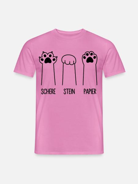 Schere Stein Papier Katze Pfote Spiel Katzenpfoten - Männer T-Shirt - Pink