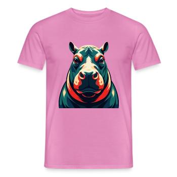 Nilpferd Cartoon Figur Buntes Haustier Tier - Männer T-Shirt - Pink - Vorne - AI Model Male 178 dark (178cm)