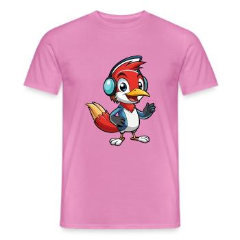 Woodpecker Lustige Zeichentrickfigur Kopfhörermusik - Männer T-Shirt - Pink - Vorne - AI Model Male 178 dark (178cm)