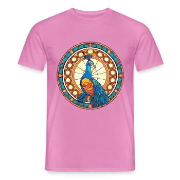 Pfauenbunte Aquarell-Tierillustration - Männer T-Shirt - Pink - Vorne - AI Model Male 178 dark (178cm)