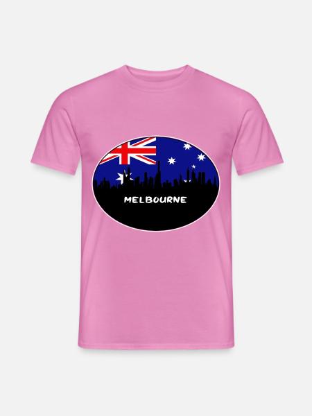 Melbourne-Australien-Flaggen-Skyline-Schattenbild-Reise - Männer T-Shirt - Pink