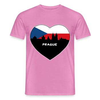 Flaggen-Skyline-Reise-Andenken Prags Tschechien - Männer T-Shirt - Pink - Vorne - AI Model Male 178 dark (178cm)