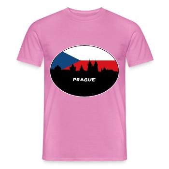 Prag Tschechien Flagge Skyline Silhouette Reisen - Männer T-Shirt - Pink - Vorne - AI Model Male 178 dark (178cm)