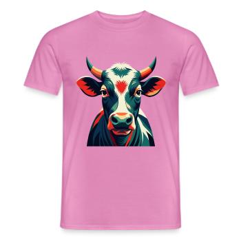 Kuh Cartoon Figur Buntes Haustier Tier - Männer T-Shirt - Pink - Vorne - AI Model Male 178 dark (178cm)