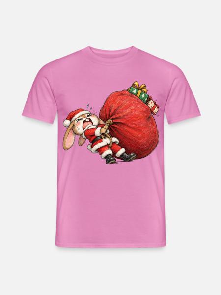 Lustiger Hasen-Riesensack-Winter-Hasen-Humor - Männer T-Shirt - Pink