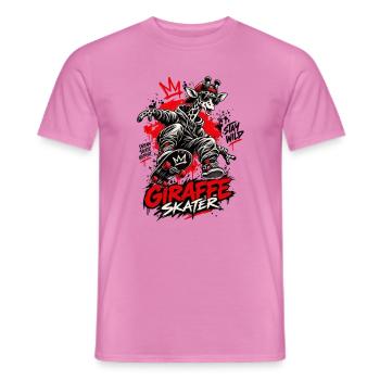 Giraffe Skateboarder Street Art - Männer T-Shirt - Pink - Vorne - AI Model Male 178 dark (178cm)