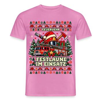 Feuerwehr - Festlaune im Einsatz - Männer T-Shirt - Pink - Vorne - AI Model Male 178 dark (178cm)