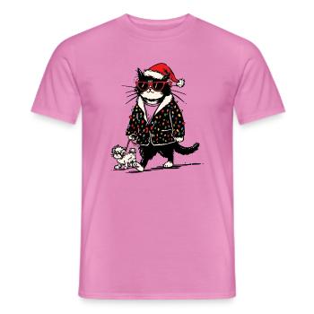 Cool Christmas Lights Cat Walking Dog - Männer T-Shirt - Pink - Vorne - AI Model Male 178 dark (178cm)