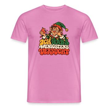 Ich hab's wenigstens versucht Wichtel Weihnachten - Männer T-Shirt - Pink - Vorne - AI Model Male 178 dark (178cm)