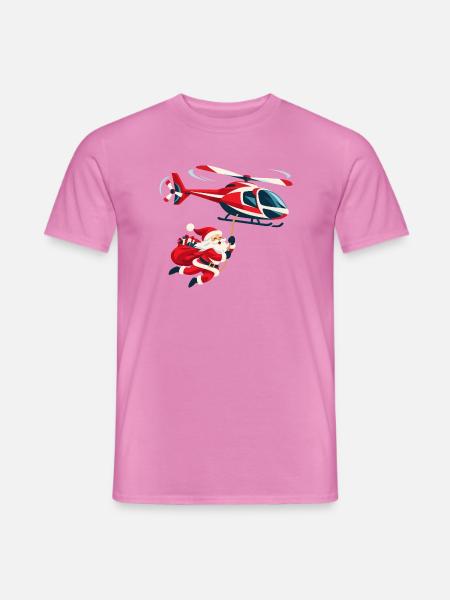 Weihnachtsmann am Hubschrauber - Männer T-Shirt - Pink