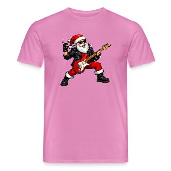 Rockender Weihnachtsmann - Männer T-Shirt - Pink - Vorne - AI Model Male 178 dark (178cm)