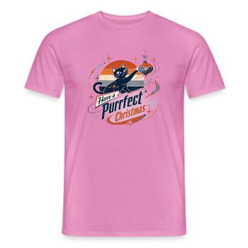 Retro Katze Purrfekt Weihnachten - Männer T-Shirt - Pink - Vorne - AI Model Male 178 dark (178cm)