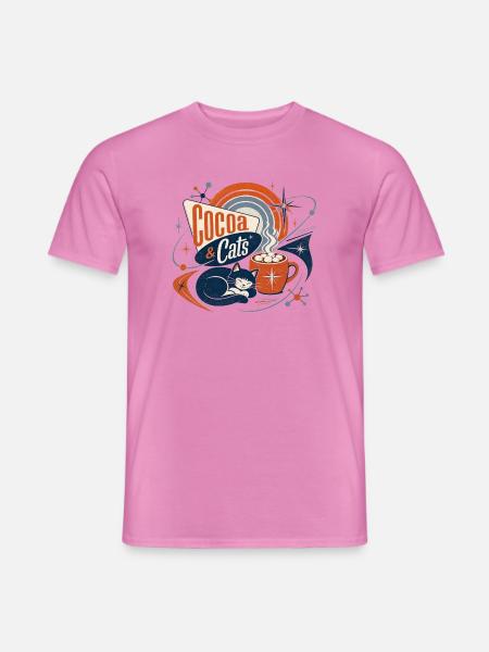 Kakao & Katzen Retro - Männer T-Shirt - Pink