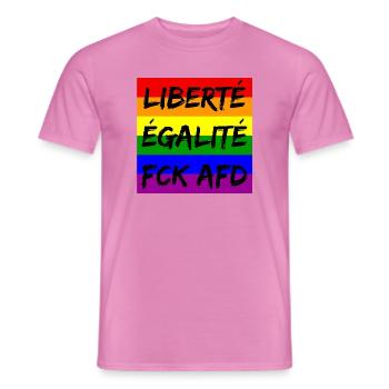 LIBERTÉ ÉGALITÉ FCK AFD REGENBOGEN FCK NZS, NO NZS - Männer T-Shirt - Pink - Vorne - AI Model Male 178 dark (178cm)
