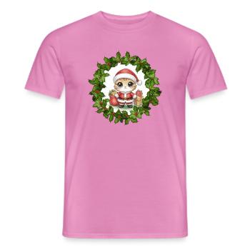 Weihnachtskätzchen im Kranz - Männer T-Shirt - Pink - Vorne - AI Model Male 178 dark (178cm)