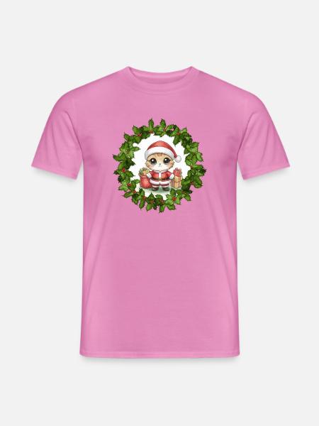 Weihnachtskätzchen im Kranz - Männer T-Shirt - Pink