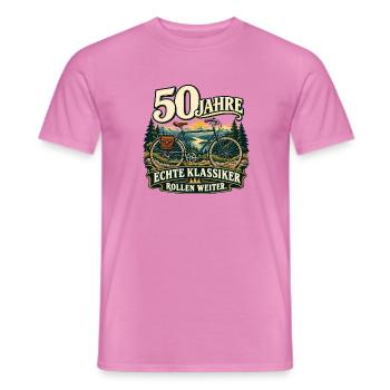 50 Jahre Echte Klassiker Fahrrad - Männer T-Shirt - Pink - Vorne - AI Model Male 178 dark (178cm)