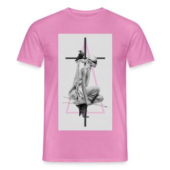 Modecollage mit Rabe und Dreieck - Männer T-Shirt - Pink - Vorne - AI Model Male 178 dark (178cm)