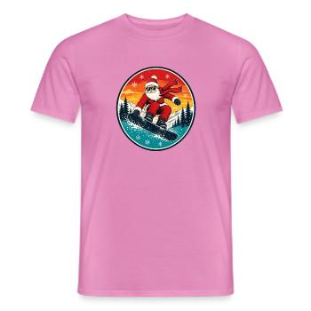 Cooler Weihnachtsmann beim Snowboarden Retro - Männer T-Shirt - Pink - Vorne - AI Model Male 178 dark (178cm)