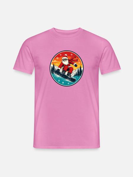 Cooler Weihnachtsmann beim Snowboarden Retro - Männer T-Shirt - Pink