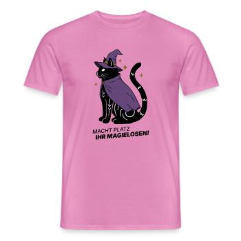 Macht Platz ihr Magielosen! – Schwarze Katze Hexe - Männer T-Shirt - Pink - Vorne - AI Model Male 178 dark (178cm)