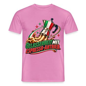 Gelassenheit mit Espresso-Antrieb - Männer T-Shirt - Pink - Vorne - AI Model Male 178 dark (178cm)