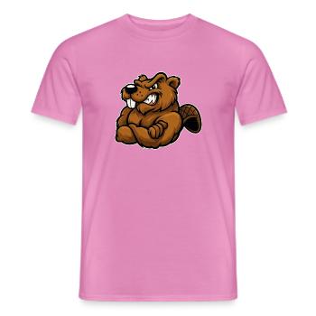 Frecher Biber mit verschränkten Armen im Comicstil - Männer T-Shirt - Pink - Vorne - AI Model Male 178 dark (178cm)