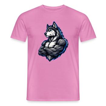 Wolf Comic Muskeln - Männer T-Shirt - Pink - Vorne - AI Model Male 178 dark (178cm)