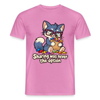 Teilen war nie die Option – Candy Cat - Männer T-Shirt - Pink - Vorne - AI Model Male 178 dark (178cm)