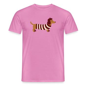 Niedliches französisches Dackel Weiner Dog-Beret Graphic T-Shirt - Männer T-Shirt - Pink - Vorne - AI Model Male 178 dark (178cm)