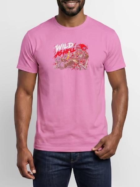 Wild As Hell Wildschwein mit Bier - Männer T-Shirt - Pink - Vorne - AI Model Male 178 dark (178cm)