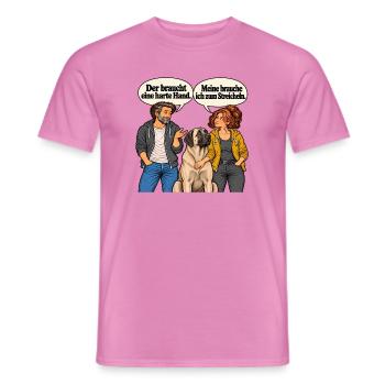 Frau_streichelt_Kangal_im_Comic - Männer T-Shirt - Pink - Vorne - AI Model Male 178 dark (178cm)