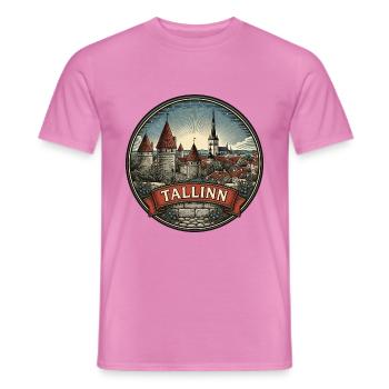 Tallinn Estland Reiseabzeichen Altstadt-Souvenir - Männer T-Shirt - Pink - Vorne - AI Model Male 178 dark (178cm)